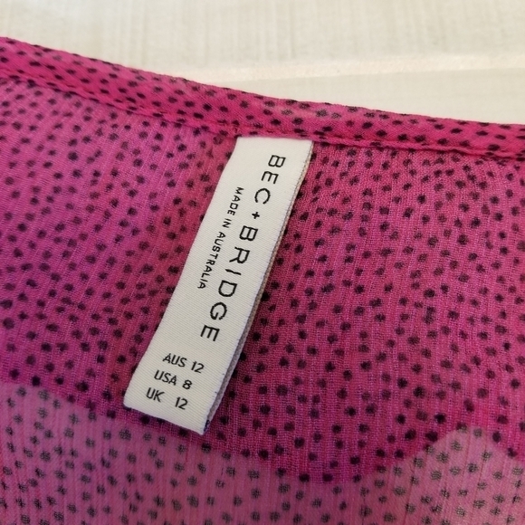 {8} Bec + Bridge Pink Party Shirt Ruffle Button Sheer - Picture 10 of 12